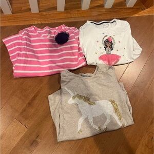 Girls' Long Sleeve Graphic Tees - Striped, Ballerina, Unicorn Size 5/6